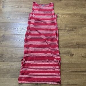 Patagonia Cotton Red and White Striped Sleeveless Maxi Dress Medium